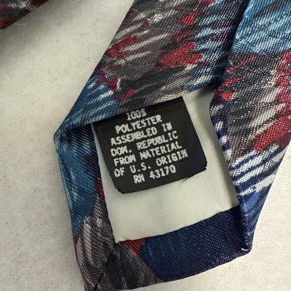 Harbour Classic Tie Floral Abstract Blue Red Grey Vintage 57" X 4" - Picture 6 of 8
